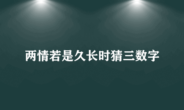 两情若是久长时猜三数字