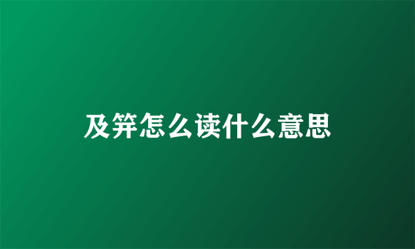 及笄怎么读什么意思