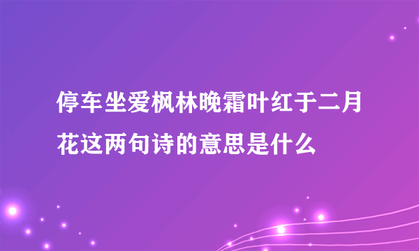 停车坐爱枫林晚霜叶红于二月花这两句诗的意思是什么