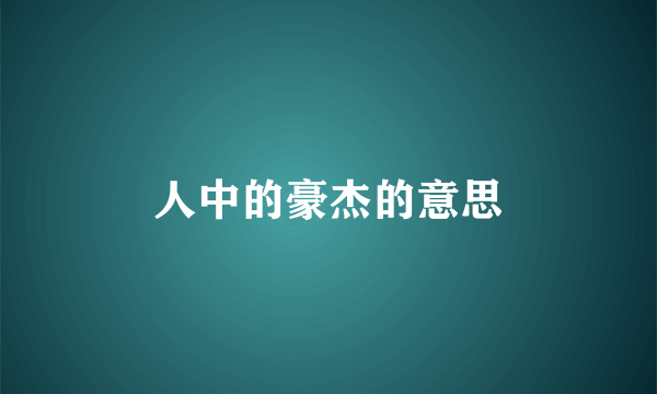 人中的豪杰的意思