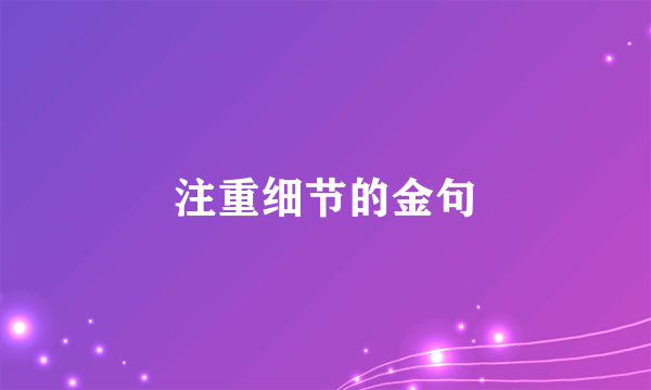 注重细节的金句