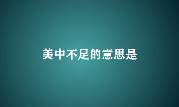 美中不足的意思是