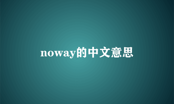 noway的中文意思