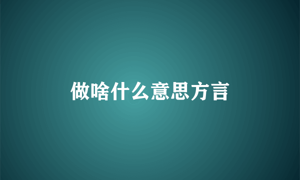 做啥什么意思方言