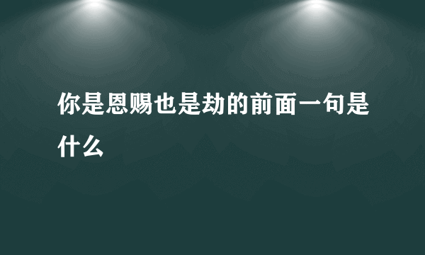 你是恩赐也是劫的前面一句是什么