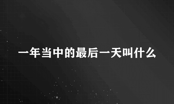 一年当中的最后一天叫什么