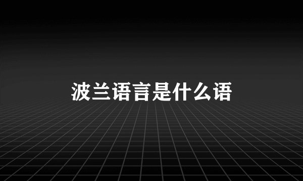 波兰语言是什么语