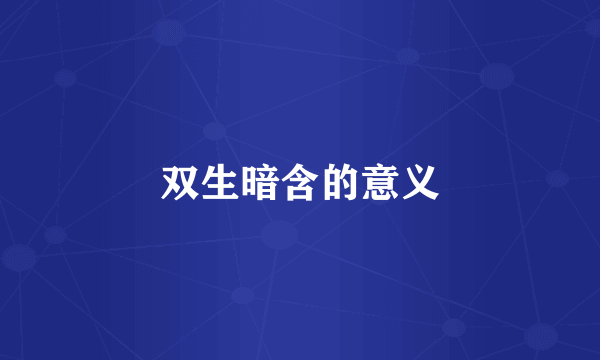 双生暗含的意义