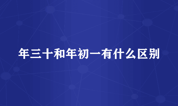 年三十和年初一有什么区别