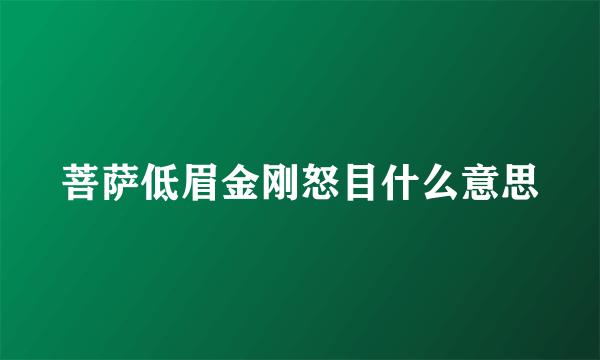 菩萨低眉金刚怒目什么意思