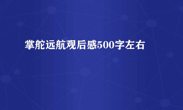 掌舵远航观后感500字左右