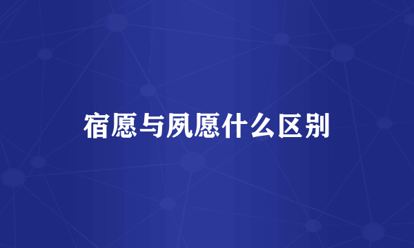 宿愿与夙愿什么区别