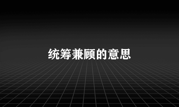 统筹兼顾的意思
