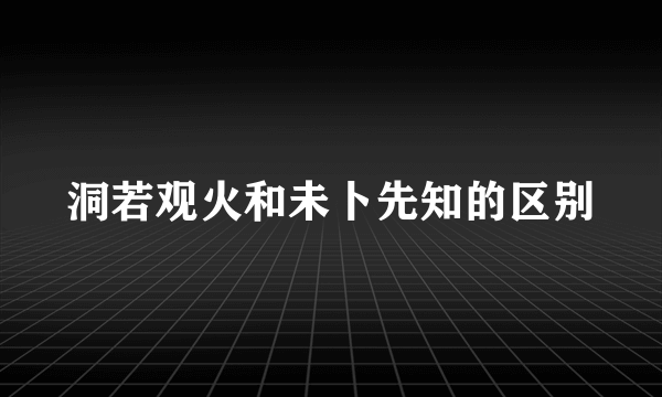 洞若观火和未卜先知的区别