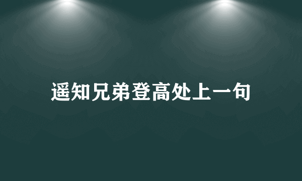 遥知兄弟登高处上一句