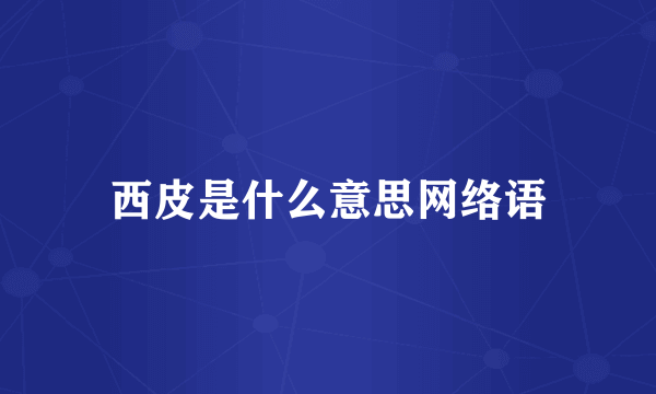 西皮是什么意思网络语