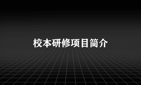 校本研修项目简介