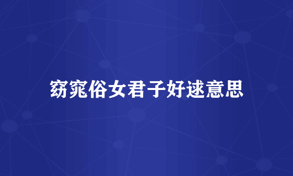 窈窕俗女君子好逑意思