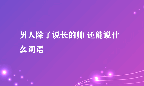 男人除了说长的帅 还能说什么词语