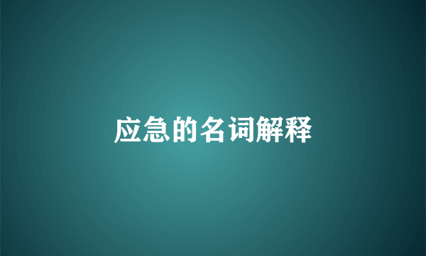 应急的名词解释
