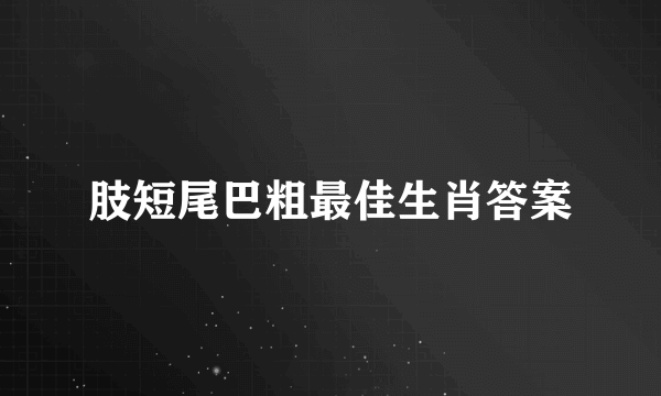 肢短尾巴粗最佳生肖答案