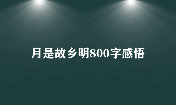 月是故乡明800字感悟