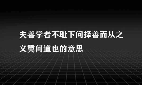 夫善学者不耻下问择善而从之义冀问道也的意思