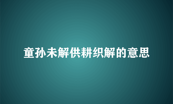 童孙未解供耕织解的意思