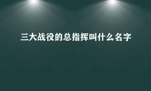 三大战役的总指挥叫什么名字