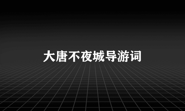 大唐不夜城导游词