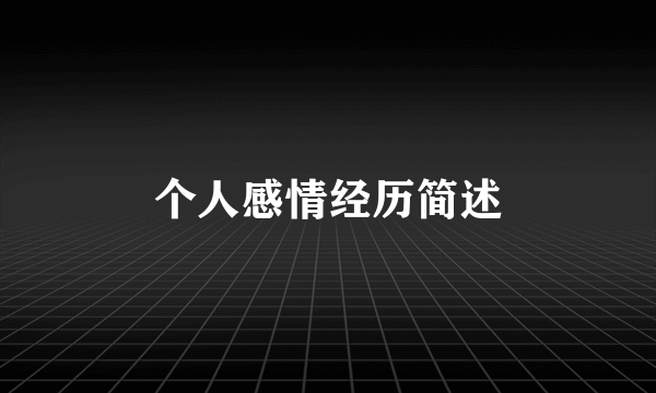 个人感情经历简述
