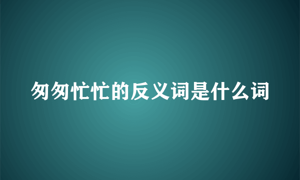 匆匆忙忙的反义词是什么词