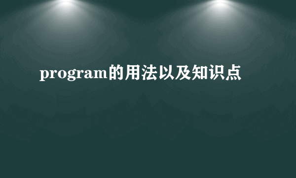 program的用法以及知识点