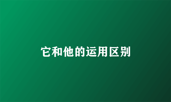 它和他的运用区别