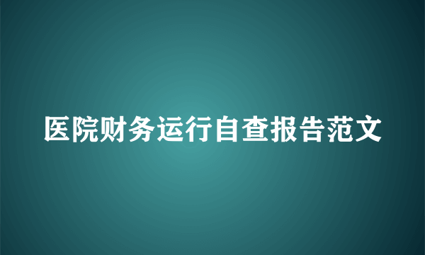 医院财务运行自查报告范文