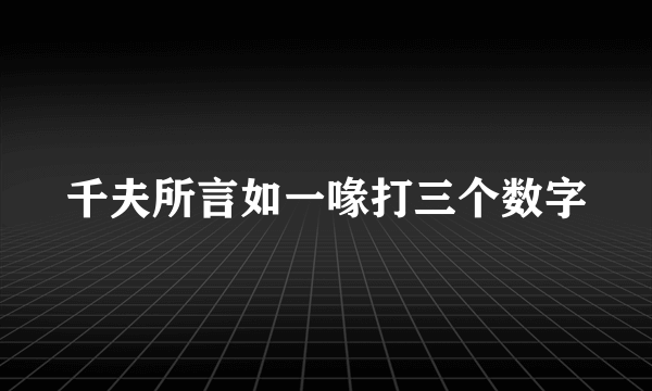 千夫所言如一喙打三个数字