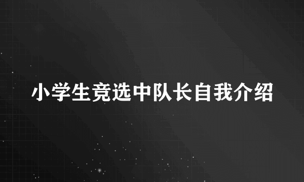 小学生竞选中队长自我介绍