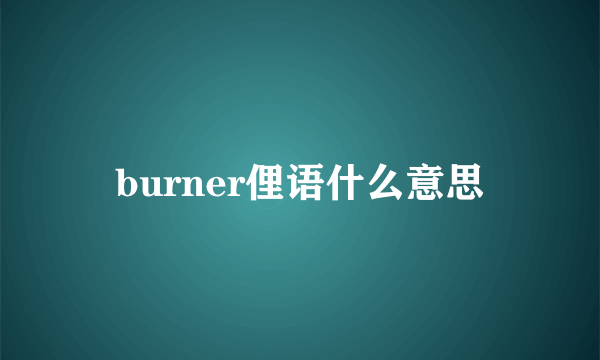 burner俚语什么意思