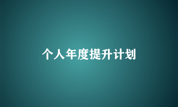 个人年度提升计划