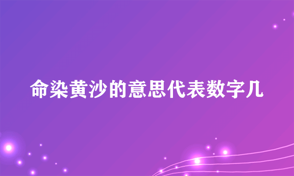 命染黄沙的意思代表数字几