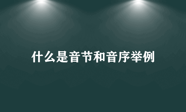 什么是音节和音序举例