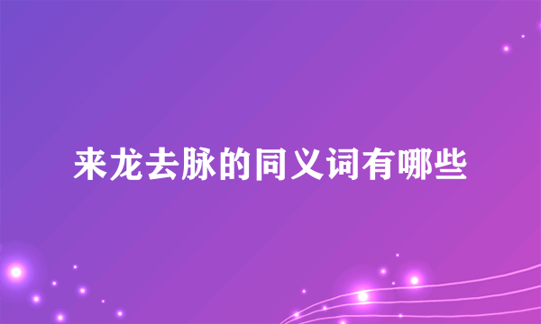 来龙去脉的同义词有哪些