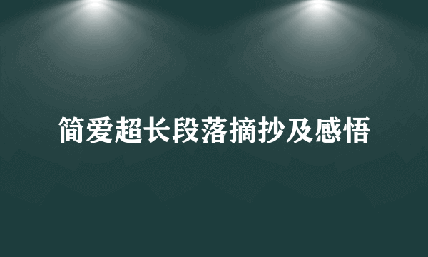 简爱超长段落摘抄及感悟