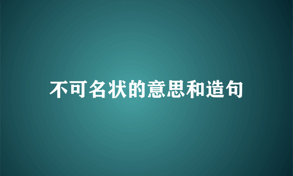 不可名状的意思和造句