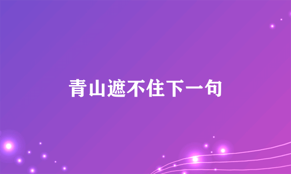 青山遮不住下一句
