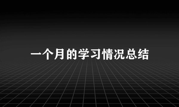 一个月的学习情况总结
