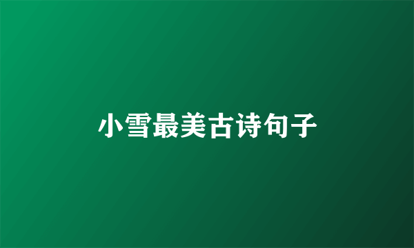 小雪最美古诗句子
