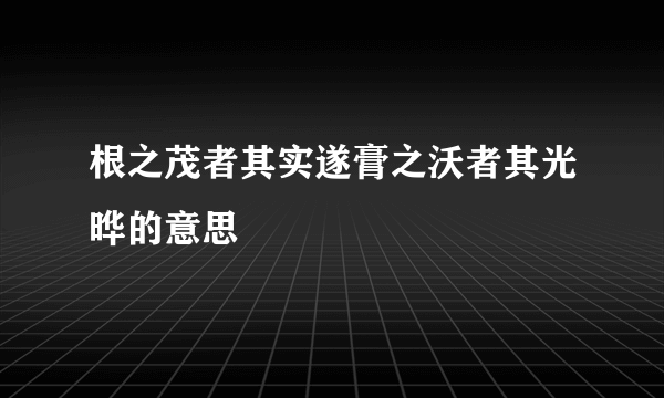 根之茂者其实遂膏之沃者其光晔的意思
