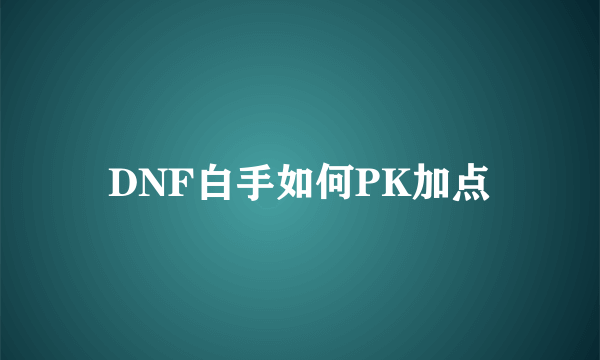 DNF白手如何PK加点
