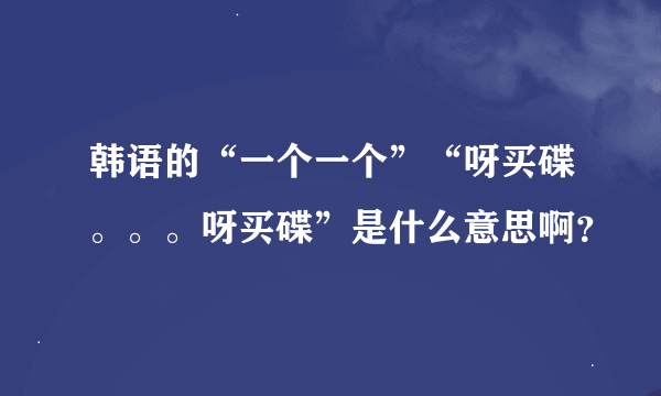 韩语的“一个一个”“呀买碟。。。呀买碟”是什么意思啊？